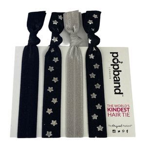 💥3/$15 4 hair band star, blk, silver Popband NEW
